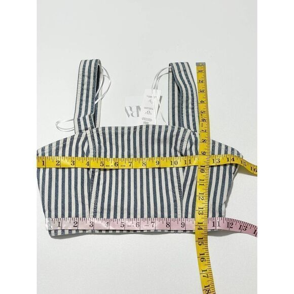 Zara Striped Denim Crop Bodice Tank Top Sleeveless‎ Blue White Small - Picture 7 of 12